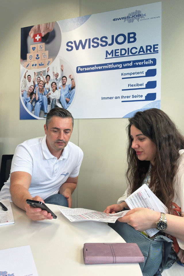 Swissjob Medicare Beratungsgespräch mit Pflegefachpersonen Schweiz – persönliche Unterstützung bei Relocation und Karriereplanung